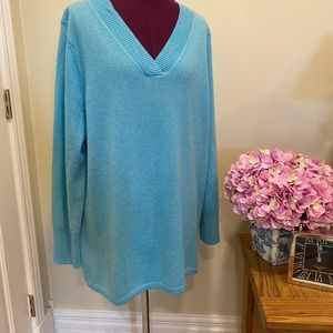 Talbots Plus Cashmere Drop Shoulder V-neck Sweater